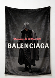 Balenciaga Hooded Figure Print Flannel Sofa Throw Blanket BA408